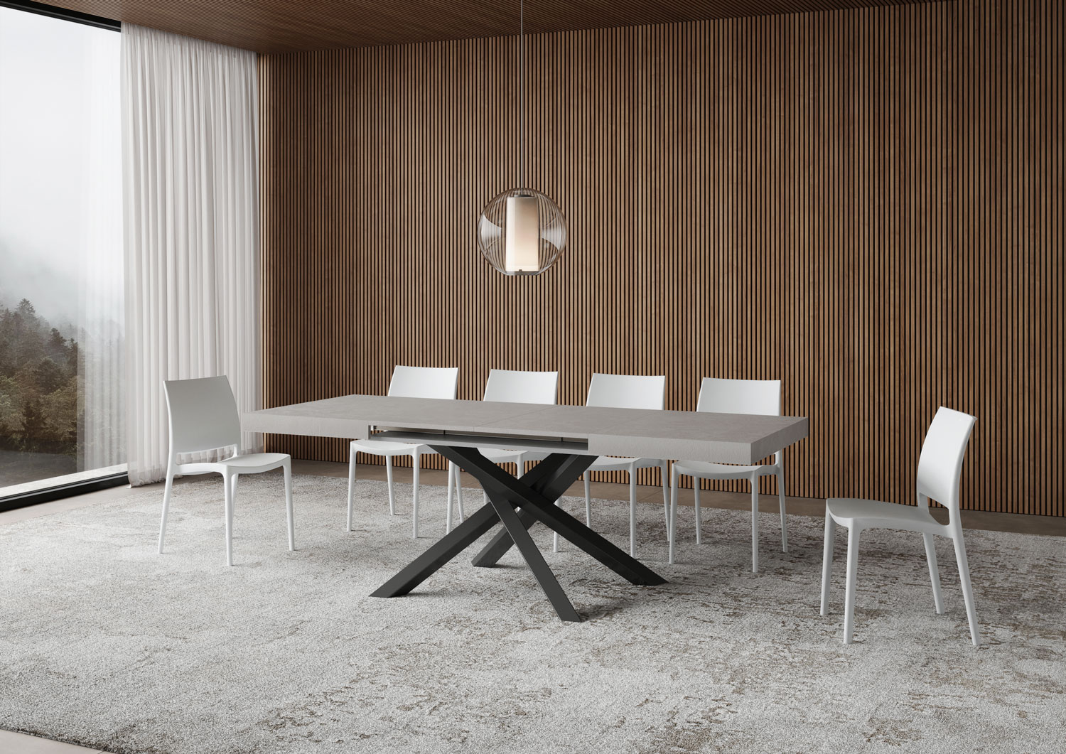 Tavolo allungabile 130/390x90 cm Volantis cashmere gambe antracite 2 Tavolo allungabile 130/234x90 cm Volantis cashmere gambe antracite