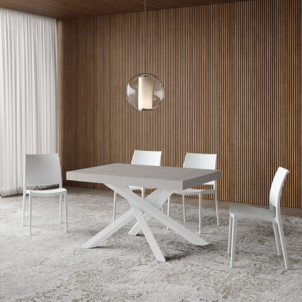Tavolo allungabile 130/234x90 cm Volantis cashmere gambe bianche