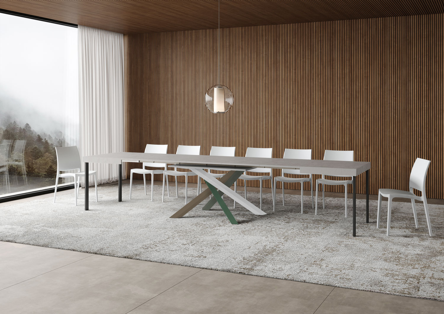 Tavolo allungabile 130/390x90 cm Volantis cashmere gambe multicolore 4/A 3 Tavolo allungabile 130/390x90 cm Volantis cashmere gambe multicolore 4/A
