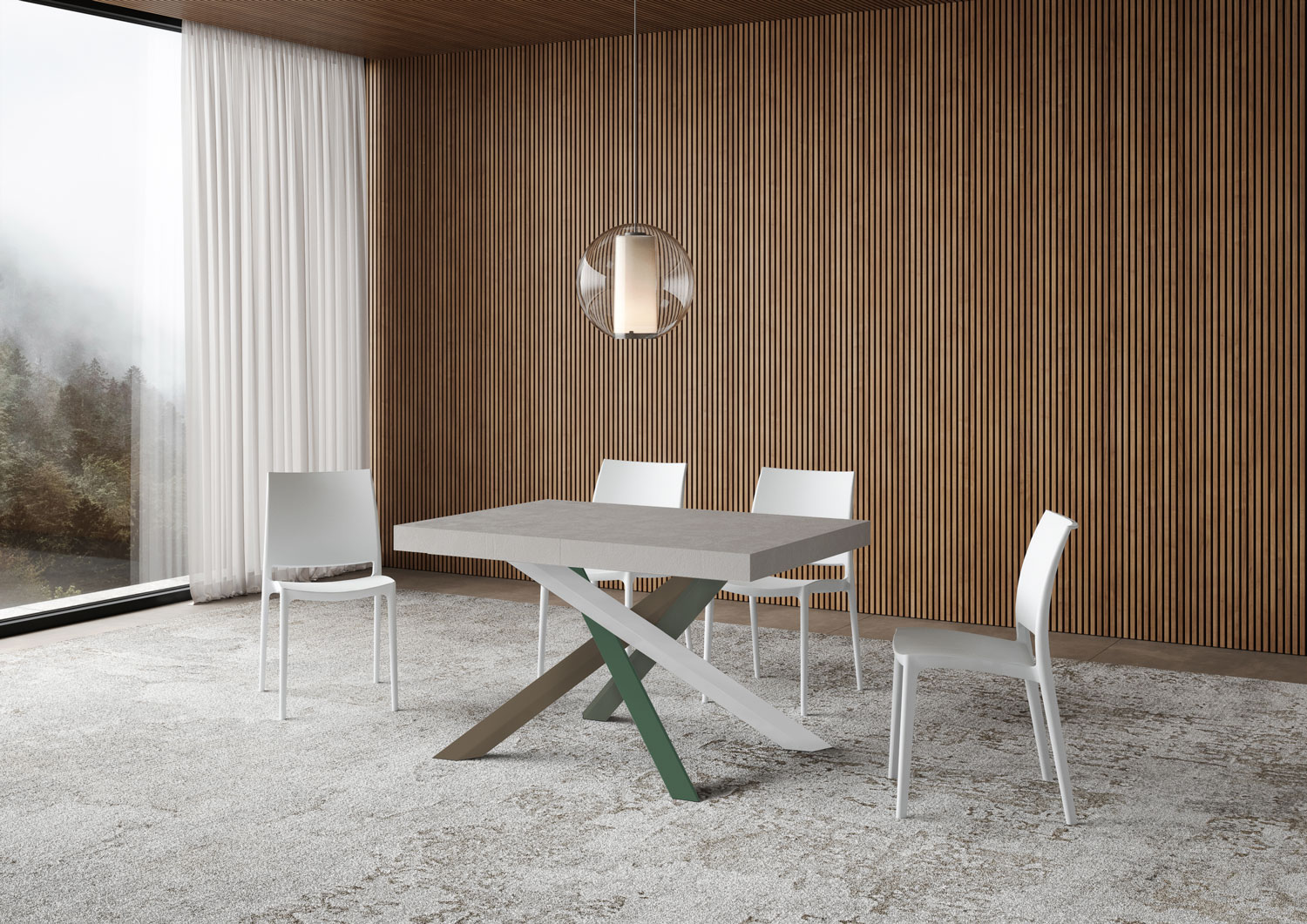 Tavolo allungabile 130/390x90 cm Volantis cashmere gambe multicolore 4/A 1 Tavolo allungabile 130/234x90 cm Volantis cashmere gambe multicolore 4/A