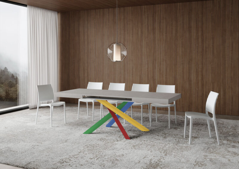 Tavolo allungabile 130/234x90 cm Volantis cashmere gambe multicolore 4/B