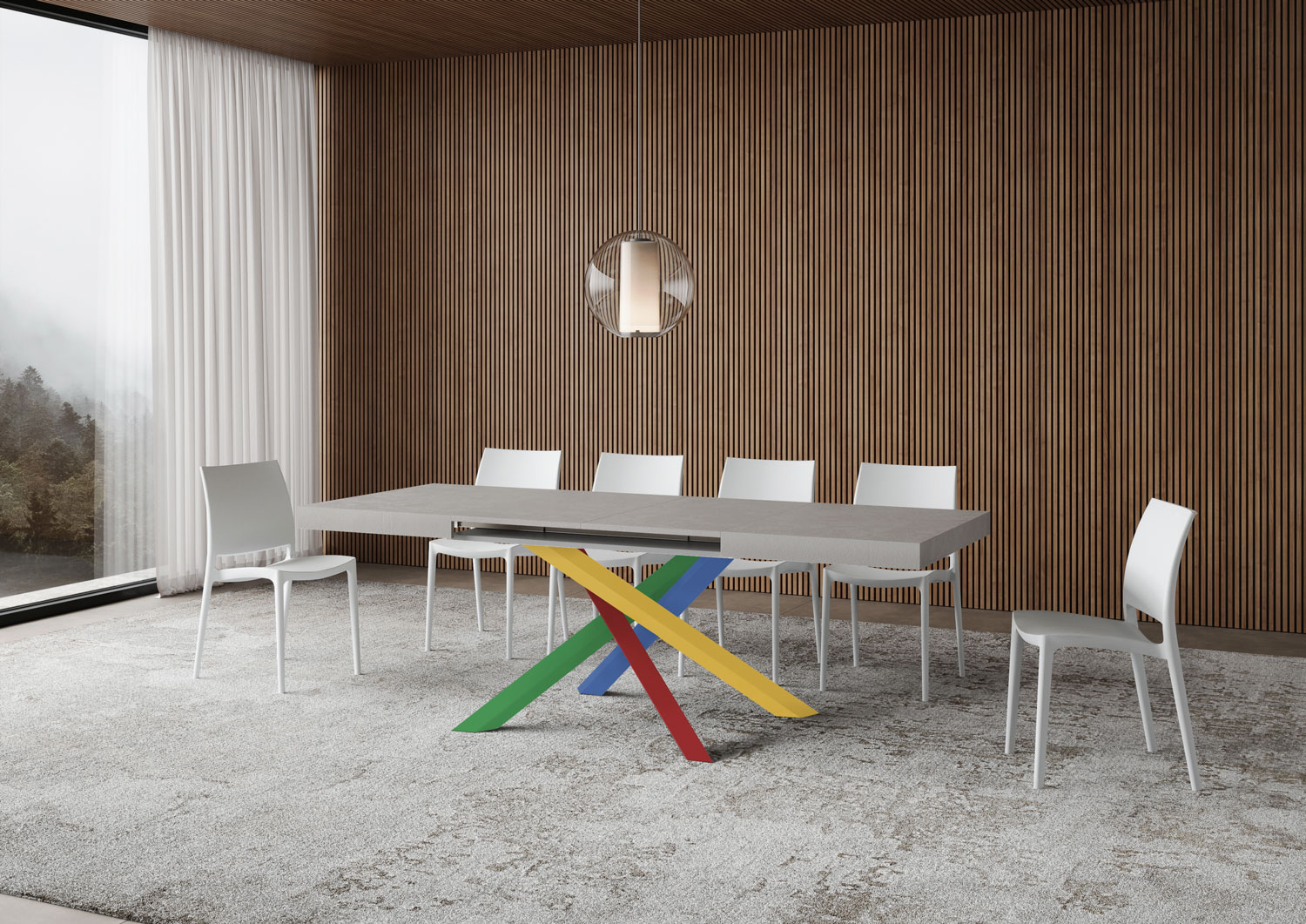 Tavolo allungabile 130/390x90 cm Volantis cashmere gambe multicolore 4/B 2 Tavolo allungabile 130/234x90 cm Volantis cashmere gambe multicolore 4/B