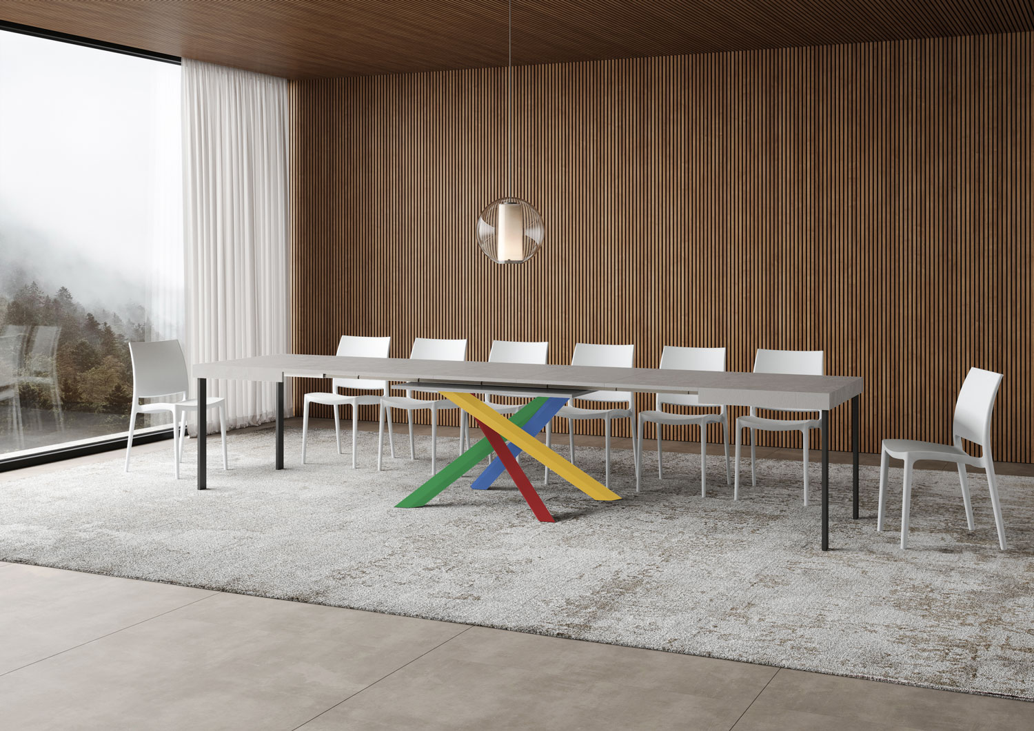 Tavolo allungabile 130/390x90 cm Volantis cashmere gambe multicolore 4/B 3 Tavolo allungabile 130/390x90 cm Volantis cashmere gambe multicolore 4/B