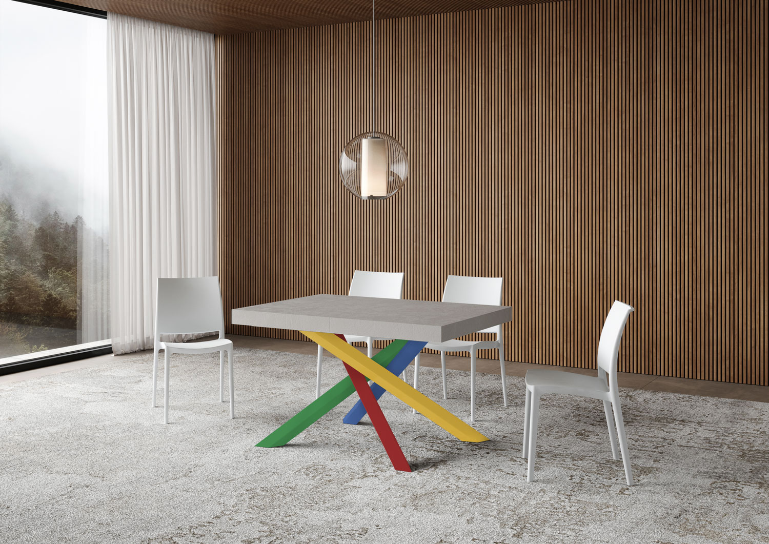Tavolo allungabile 130/390x90 cm Volantis cashmere gambe multicolore 4/B 1 Tavolo allungabile 130/234x90 cm Volantis cashmere gambe multicolore 4/B