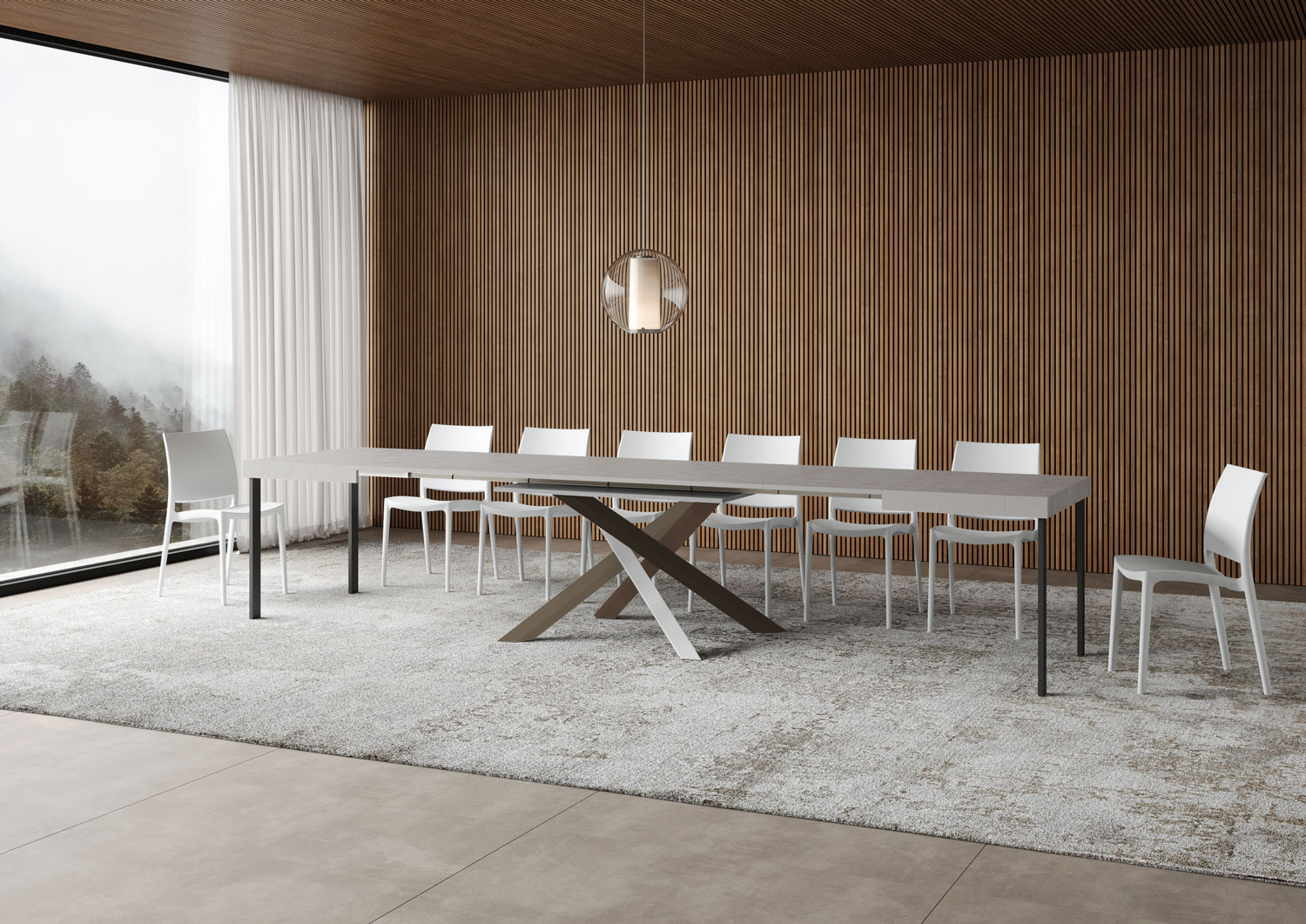 Tavolo allungabile 130/390x90 cm Volantis cashmere gambe multicolore 4/C 3 Tavolo allungabile 130/390x90 cm Volantis cashmere gambe multicolore 4/C