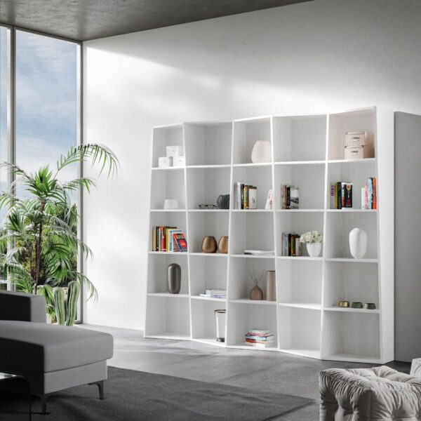 Libreria moderna Trek 5 elementi bianco frassino
