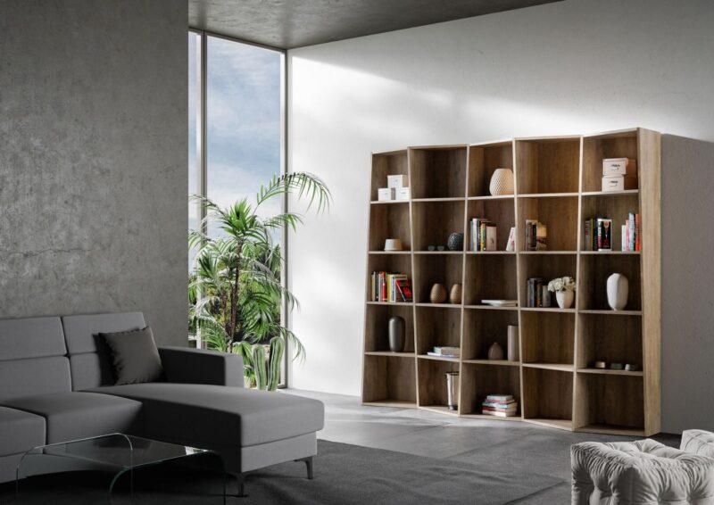 Libreria moderna Trek 5 elementi noce