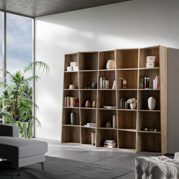 Libreria moderna Trek 5 elementi noce