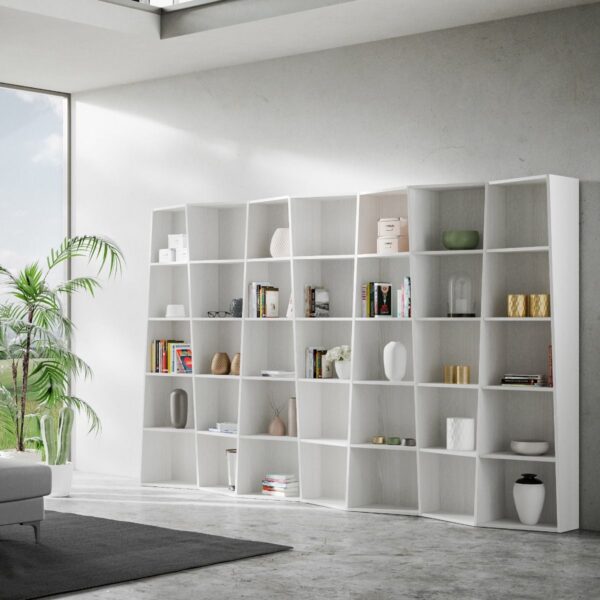 Libreria moderna Trek 7 elementi bianco frassino