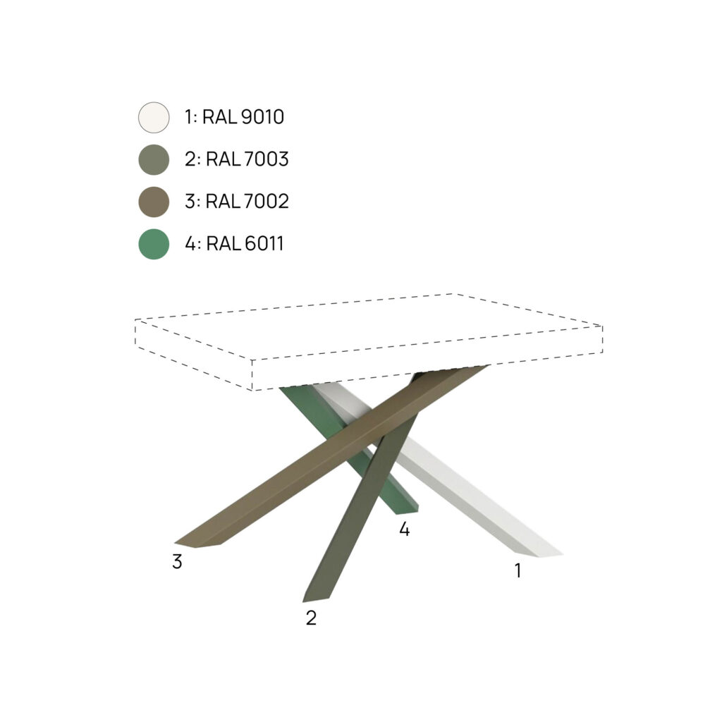 Tavolo allungabile 130/234x90 cm Volantis cashmere gambe multicolore 4/A
