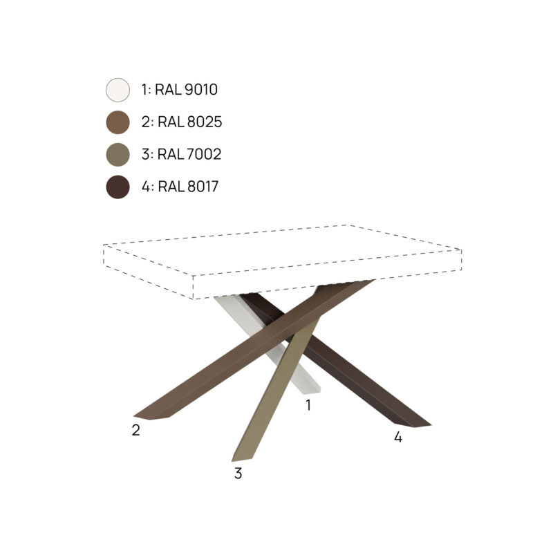 Tavolo allungabile 130/234x90 cm Volantis cashmere gambe multicolore 4/C