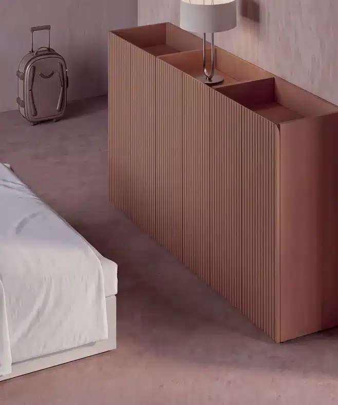 Composizione Bagno Cannettata 145 cm Compab Serie X 4 Tre colonne a terra cannettate con vani a giorno della Serie X Compab