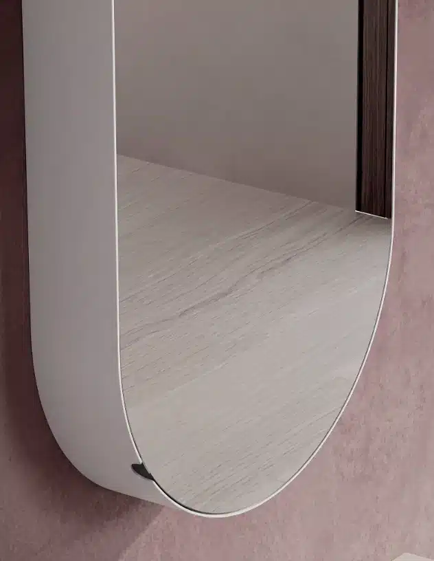 Composizione Bagno Cannettata 145 cm Compab Serie X 6 Dettaglio della cornice in metallo della specchiera Oval-Case Compab