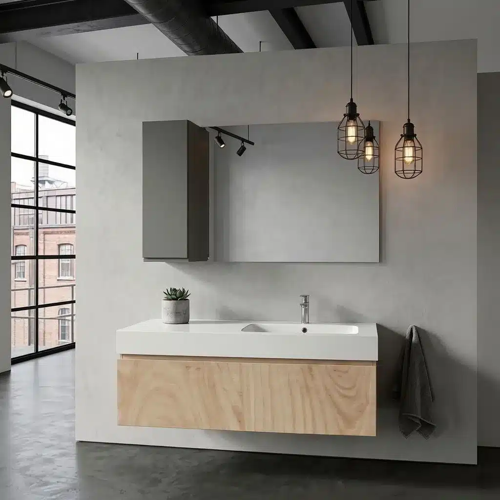 Mobile Bagno 120 cm Sospeso con Pensile e Specchio Compab B Go 1 Mobile bagno 120 cm sospeso con base effetto legno Almond, pensile e specchio Compab B Go