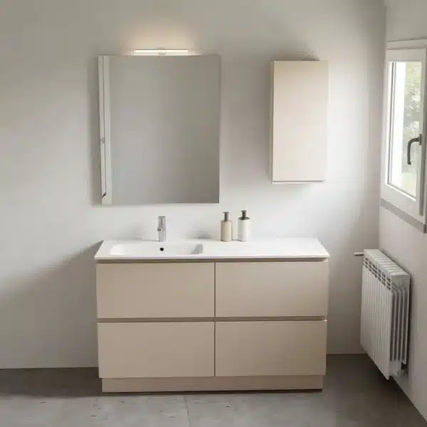 Mobile bagno 140 cm a terra laccato Rugiada Compab B Go con specchio e pensile