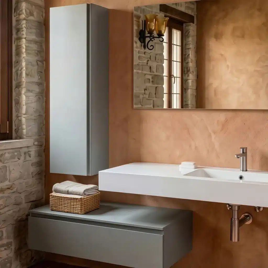 Mobile Bagno 190 cm Sospeso con Colonna e Specchio Compab B Go 2 Dettaglio del lavabo in Mineralguss e del piano d appoggio del mobile bagno 190 cm Compab B Go