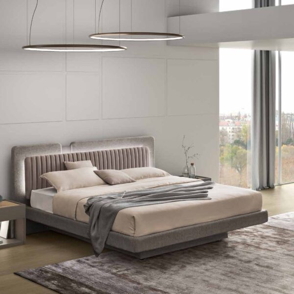 Letto Matrimoniale Imbottito Ginger Maronese ACF - Design Moderno