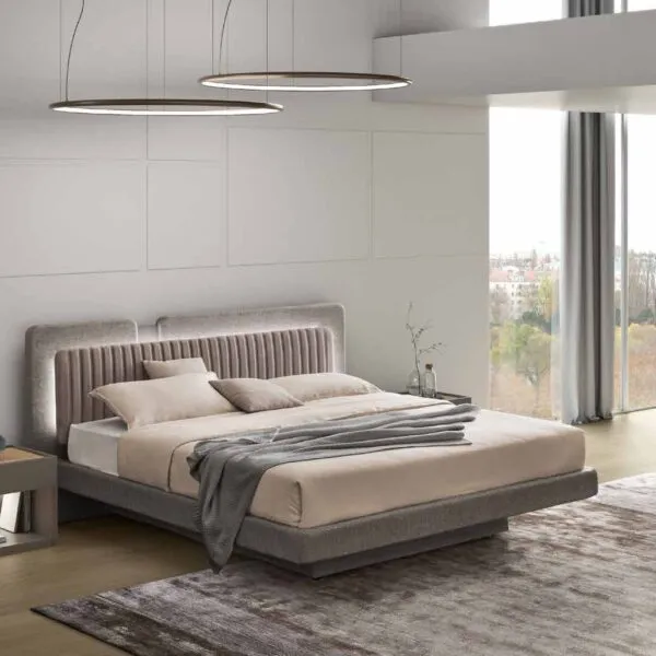Letto Matrimoniale Imbottito Ginger Maronese ACF - Design Moderno